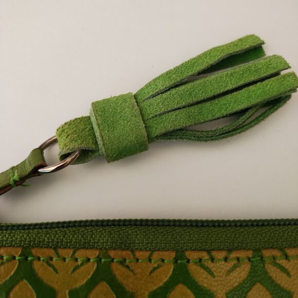 Blithe Leather Embossed Clutch in Green and Dark Yellow - Picture 4 of 13